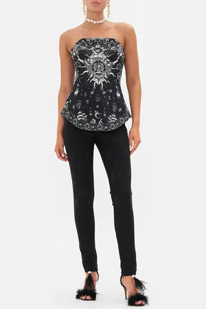 Camilla Curved Hem Zip Detail Corset Tales of Tattoo, S