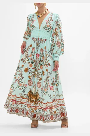 Camilla Shaped Waistband Dress with Gathered Sleeves Weaving Worlds, XXL