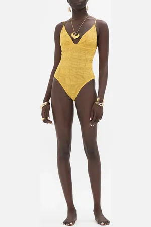 Camilla Mesh Tri Bodysuit Gold, L