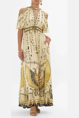 Camilla Neck Piece Shirred Waist Long Dress Gateway to the Afterlife, XXL