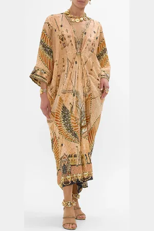 Camilla Pierced V Neck Embellished Kaftan Kingdom of Heiroglyphs, O/S