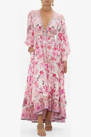 Camilla Long Button Front Dress Botanical Novella, XL