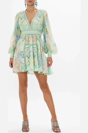 Camilla Short Dress with Blouson Sleeve Dreaming in Dutch, M