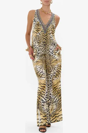 Camilla V Neck Top with Knot Back Jaguar, L