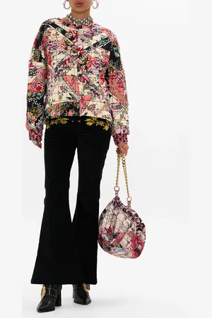 Camilla Silk Band Dropped Shoulder Sweatshirt Patchwork Poetry, S