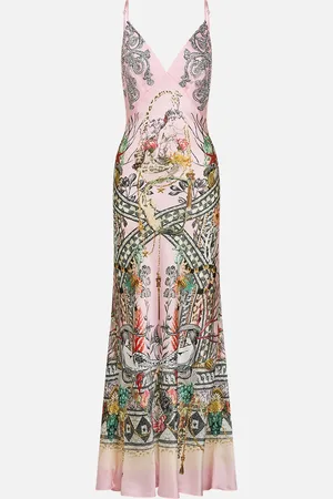 Camilla V Neck Full Length Bias Slip Dress Cave of Wonders, XXL
