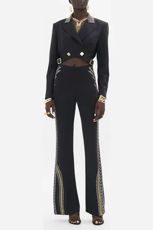 Camilla Jersey Flare Pant - Black/Gold they Called Her Nefertari, S