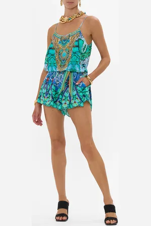 Camilla Shoestring Strap Playsuit Land of Wonder, XL