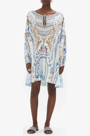 Camilla A Line Blouson Sleeve Dress Season of the Siren, M