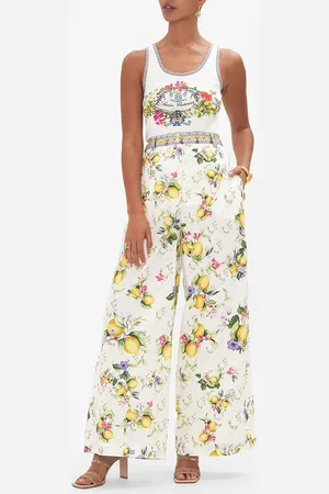 Camilla Wide Leg Waisted Pant Caterina Spritz, S