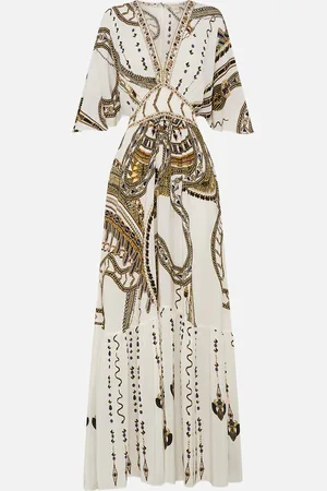 Camilla Waisted Dress with Hem Ruffle Goddess Energy, L