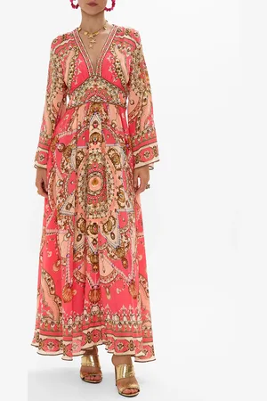 Camilla Kimono Sleeve Dress with Shirring Detail Shell Games, S