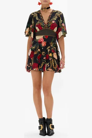Camilla Tiered Skirt Mini Dress Magic in the Manuscripts, L