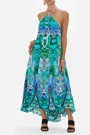 Camilla Gather Neck Hardware Maxi Dress Land of Wonder, XXL