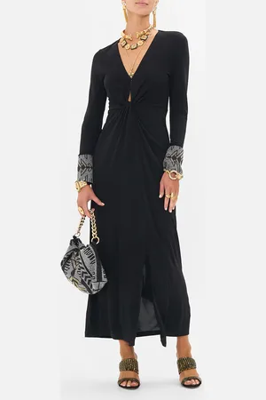 Camilla Long V Neck Twist Front Jersey Dress Cartouche Kingdom, L