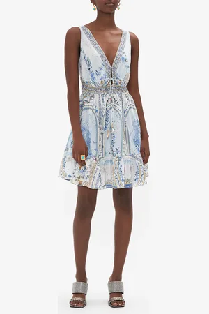 Camilla Shirred Waist Detail Mini Dress Season of the Siren, L