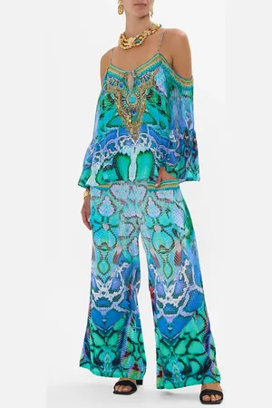 Camilla Wide Leg Trouser with Front Pockets Land of Wonder, L