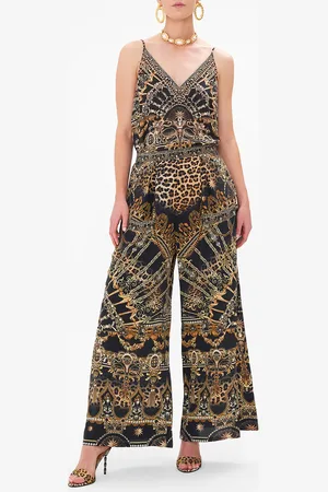 Camilla Wide Leg Trouser with Front Pockets Masked at Moonlight, S