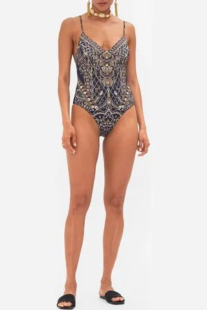 Camilla Tie Back V-Neck One Piece Dance with the Duke, XS