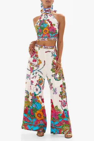 Camilla Wide Leg Trouser with Front Pockets Cosmic Prairie, S