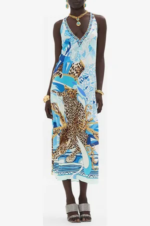 Camilla Racer Back Dress with Hardware Sky Cheetah, XXS