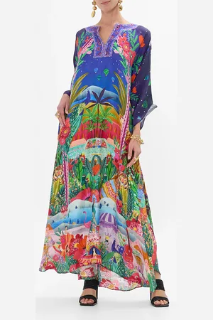 Camilla V Neck Kaftan with Front Welt Pockets Midnight Muses, O/S