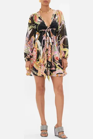 Camilla Short Wrap Tie Dress Lady of the Moon, S