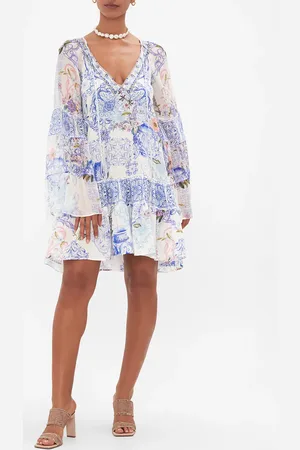 Camilla A-Line Gathered Panel Dress Paint Me Positano, XXL