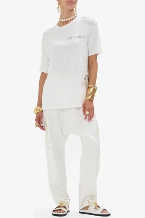 Camilla Oversized Band Tee - White Valley of the Queens, S