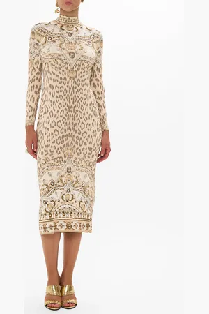 Camilla Turtleneck Jersey Dress Grotto Goddess, L