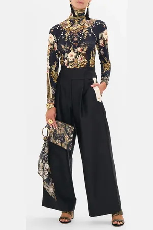 Camilla Wide Leg Pant with Buttons Dynasty Daze, S