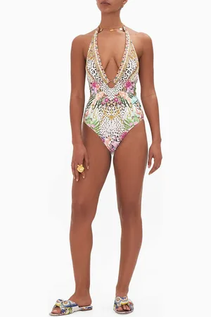 Camilla Ring Detail Plunge V One Piece Dear Amore Mio, XL