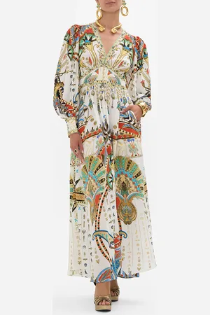 Camilla Shaped Waistband Dress with Gathered Sleeves Valley of the Queens, 3XL