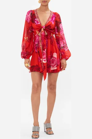 Camilla Short Wrap Tie Dress Italian Rosa, M