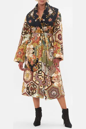Camilla Quilted Long Wrap Coat Stitched in Time, XS/S