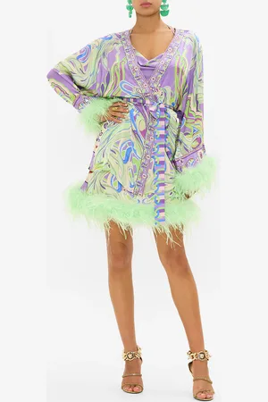 Camilla Short Wrap with Feathers Amsterdam Jewel, L