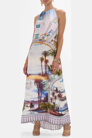 Camilla Low Back Long Dress with Neck Hardware Call Me in Cairo, XXS
