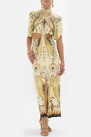 Camilla High Neck Twist Cut Out Jersey Dress Gateway to the Afterlife, L