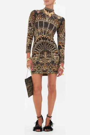 Camilla All Over Hotfix Knit Mini Dress Masked at Moonlight, XXL