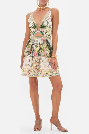 Camilla Short V Neck Cutout Dress Renaissance Romance, L
