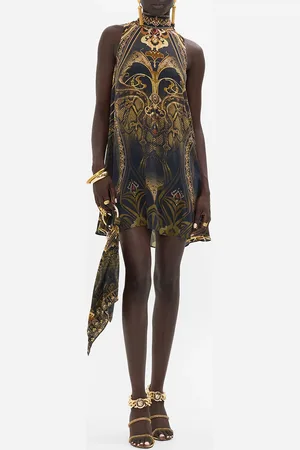 Camilla Back Neck Tie Short Dress Nouveau Noir, L