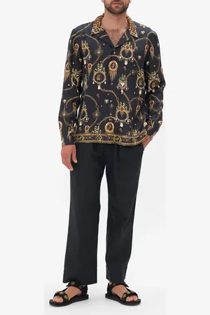 Camilla Long Sleeve Camp Collared Shirt Jungle Dreaming, M