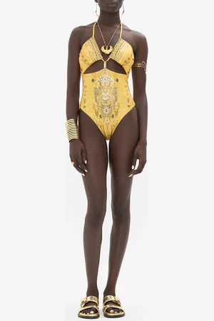 Camilla Cut Out Halter One Piece with Trim Valley of the Kings, L