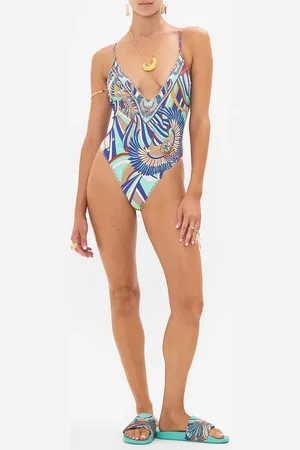 Camilla V Neck One Piece with Multicolour Stitching Oasis Oracle, L