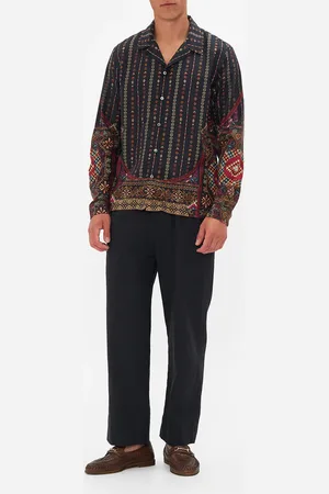 Camilla Long Sleeve Camp Collared Shirt the Wandering Ones, M