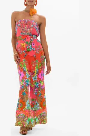 Camilla Tie Waist Strapless Jumpsuit Windmills and Wildflowers, L