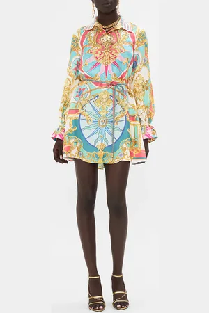 Camilla Shift Shirt Dress with Crochet Collar Sail Away with Me, XS