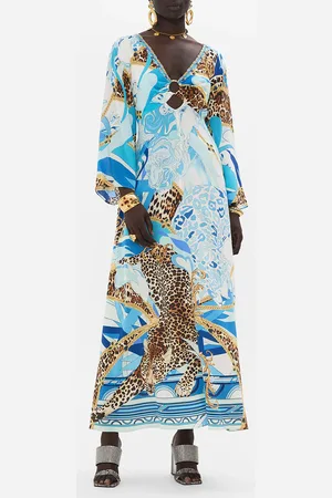 Camilla Hardware Bias Dress Sky Cheetah, XS