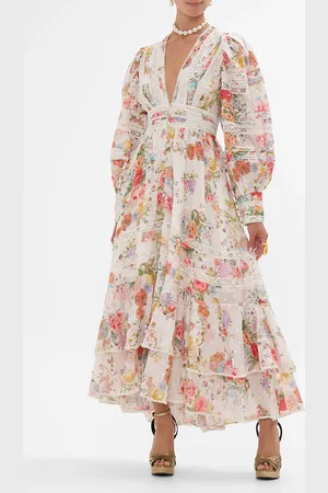 Camilla Button Front Dress with Lace Insert Detail Sew Yesterday, L