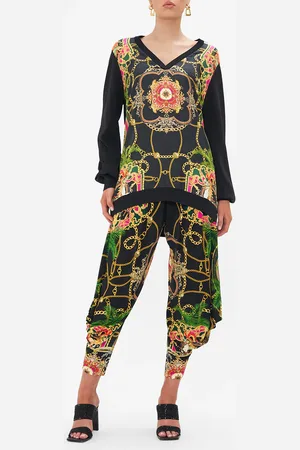 Camilla V Neck Silk Front Jumper Jealousy and Jewels, S